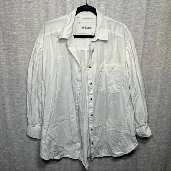 We The Free Crisp White Collared Button Down Shirt Size Large - Picture 4 of 16